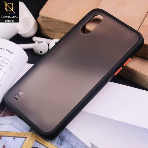 Samsung Galaxy A01 - Black - Luxury Semi Tranparent Color Frame Matte Hard PC Protective Case