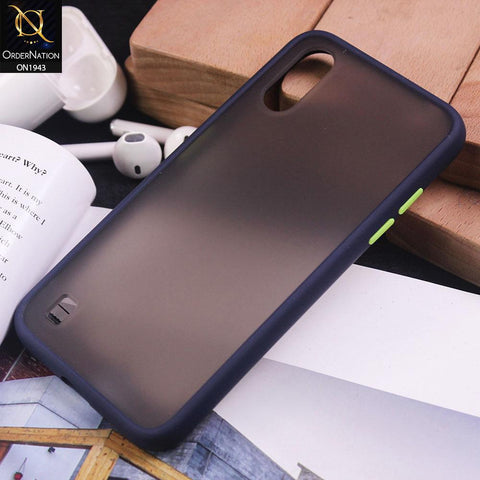 Samsung Galaxy A01 - Blue - Luxury Semi Tranparent Color Frame Matte Hard PC Protective Case
