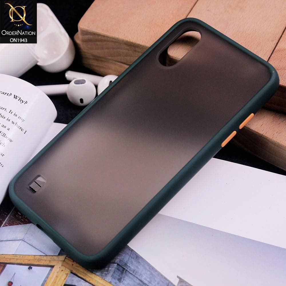 Samsung Galaxy A01 - Dark Green - Luxury Semi Tranparent Color Frame Matte Hard PC Protective Case