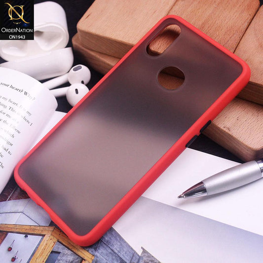 Samsung Galaxy A10s Cover - Red - Luxury Semi Tranparent Color Frame Matte Hard PC Protective Case
