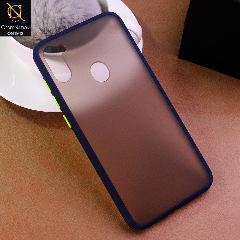 Samsung Galaxy A11 Cover - Blue - Luxury Semi Tranparent Color Frame Matte Hard PC Protective Case