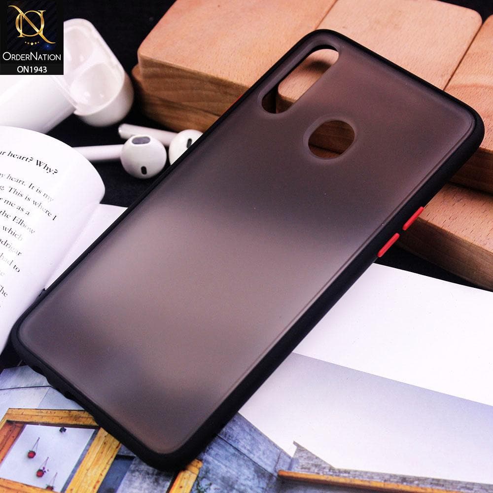 Samsung Galaxy A20s - Black - Luxury Semi Tranparent Color Frame Matte Hard PC Protective Case