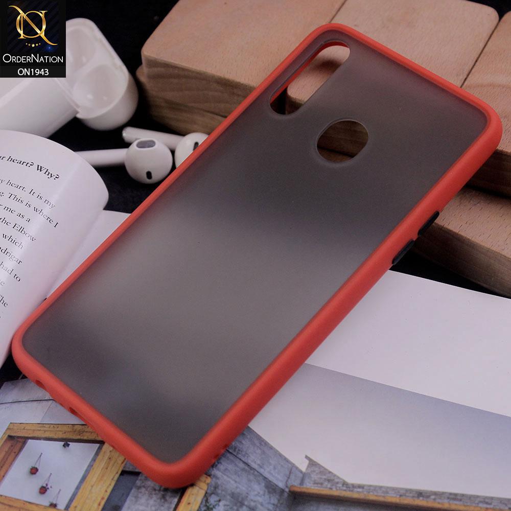 Samsung Galaxy A20s - Red - Luxury Semi Tranparent Color Frame Matte Hard PC Protective Case
