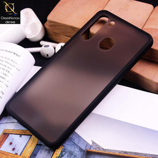 Samsung Galaxy A21 - Black - Luxury Semi Tranparent Color Frame Matte Hard PC Protective Case