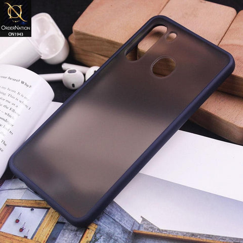 Samsung Galaxy A21 - Blue - Luxury Semi Tranparent Color Frame Matte Hard PC Protective Case