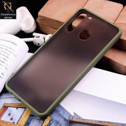 Samsung Galaxy A21 - Light Green - Luxury Semi Tranparent Color Frame Matte Hard PC Protective Case