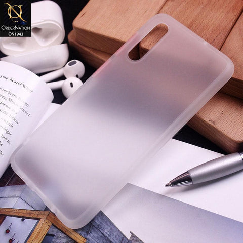 Samsung Galaxy A50 Cover - White - Luxury Semi Tranparent Color Frame Matte Hard PC Protective Case