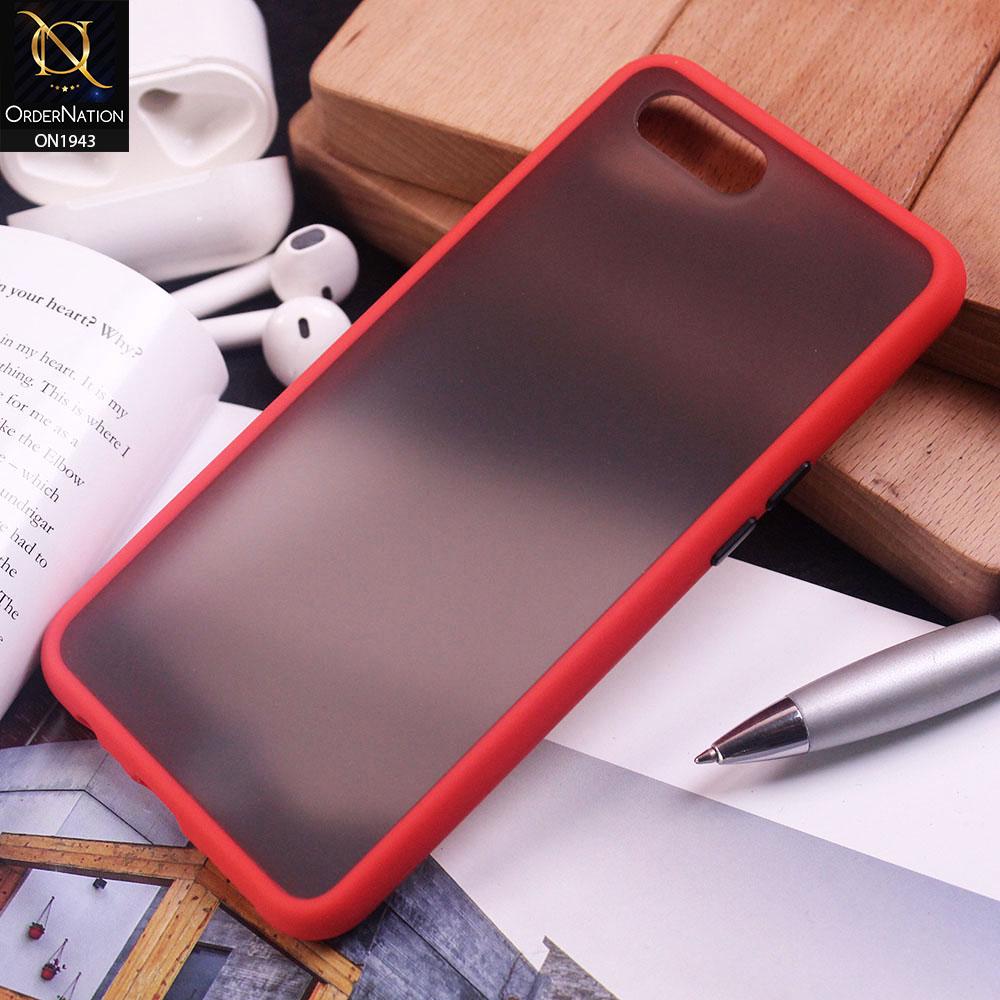 Oppo A3S Cover - Red - Luxury Semi Tranparent Color Frame Matte Hard PC Protective Case