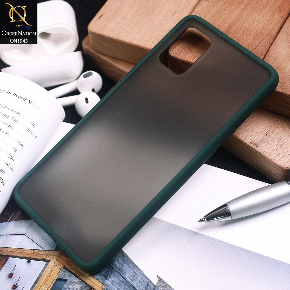 Samsung Galaxy A51 Cover - Dark Green - Luxury Semi Tranparent Color Frame Matte Hard PC Protective Case