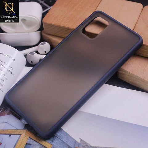Samsung Galaxy A71 Cover - Blue - Luxury Semi Tranparent Color Frame Matte Hard PC Protective Case