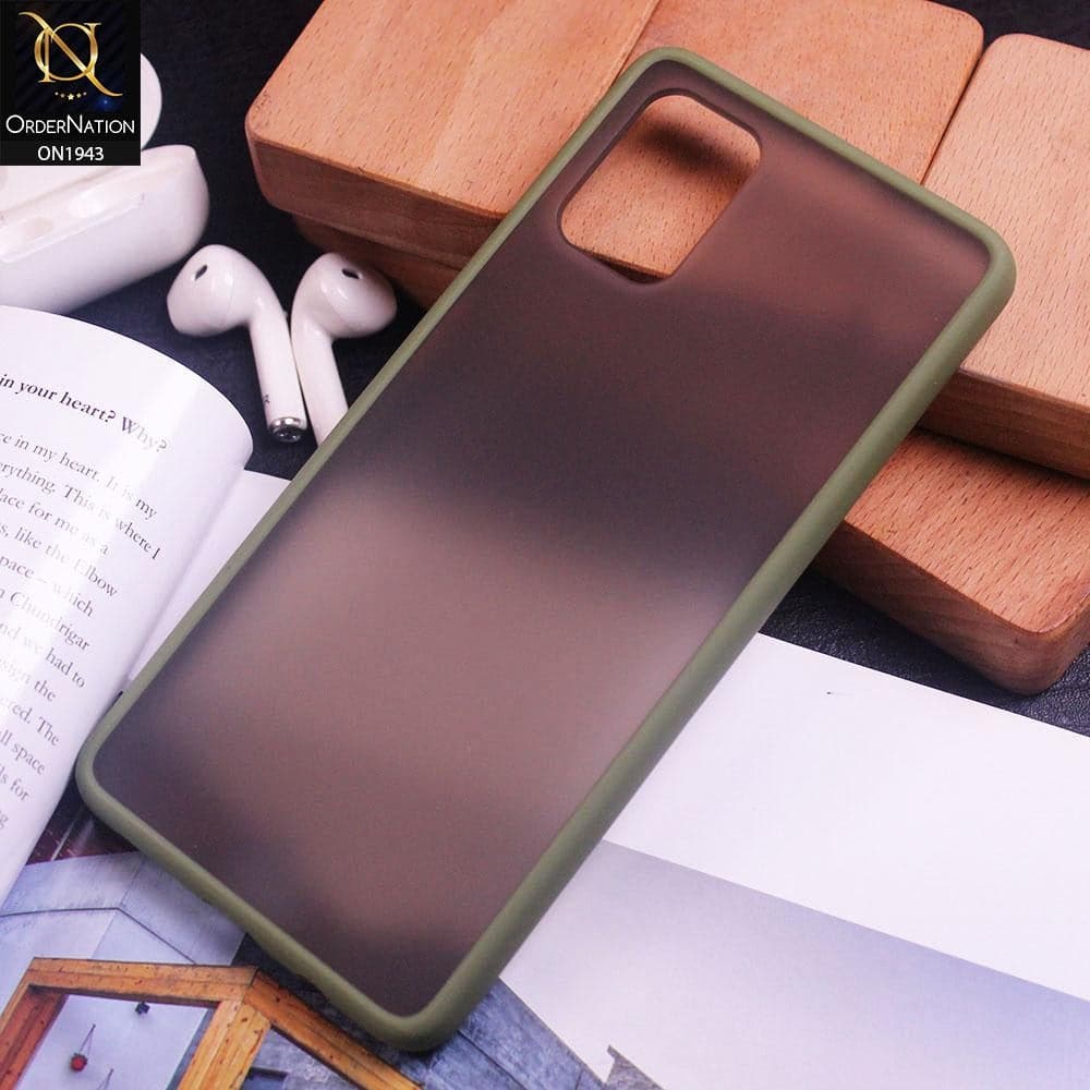 Luxury Semi Tranparent  Color Frame Matte Hard PC Protective Case Samsung Galaxy A71 - Light Green