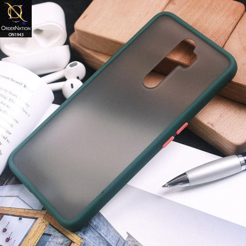 Oppo A9 2020 Cover - Dark Green - Luxury Semi Tranparent Color Frame Matte Hard PC Protective Case