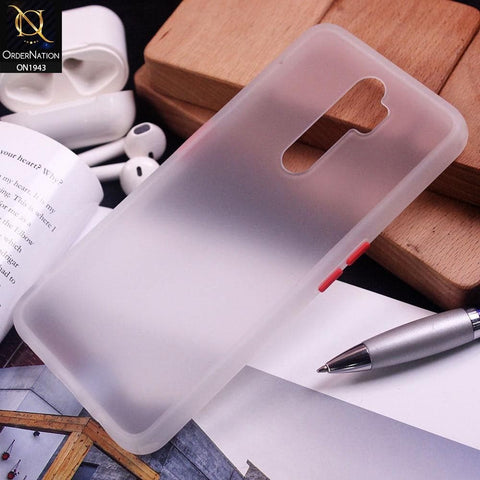 Oppo A5 2020 Cover - White - Luxury Semi Tranparent Color Frame Matte Hard PC Protective Case
