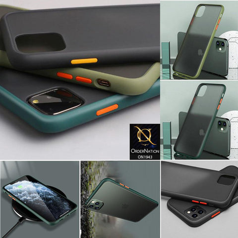 Luxury Semi Tranparent  Color Frame Matte Hard PC Protective Case For iPhone 8 Plus / 7 Plus - Black