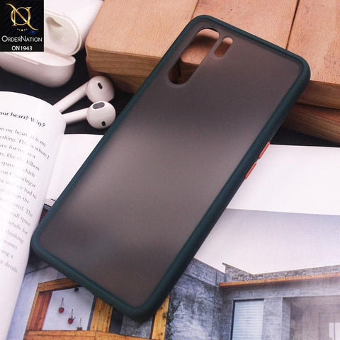 Oppo Reno 3 Cover - Dark Green - Soft Colorful Border Semi Transparent Back Shell Case
