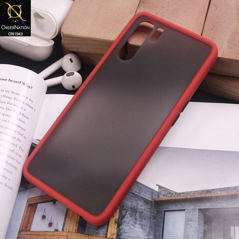 Oppo A91 Cover - Red - Soft Colorful Border Semi Transparent Back Shell Case