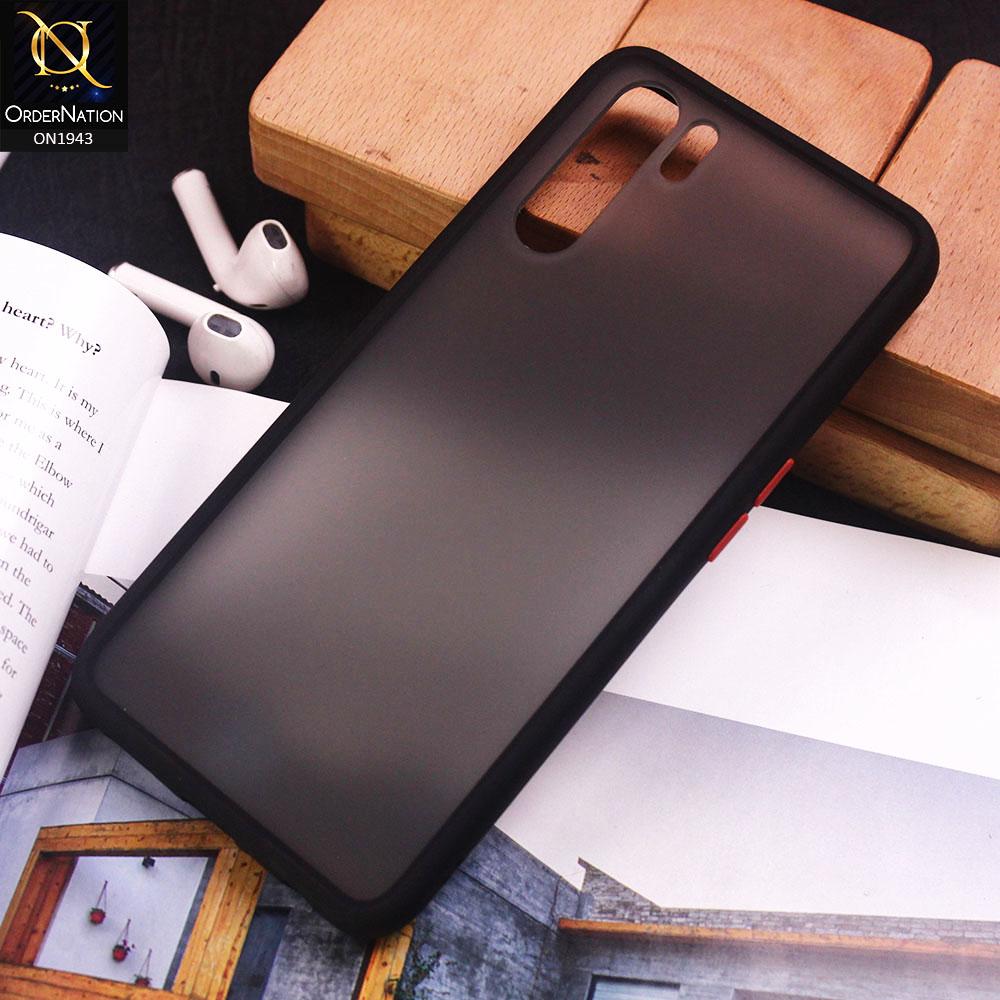 Oppo Reno 3 Cover - Black - Luxury Semi Tranparent Color Frame Matte Hard PC Protective Case
