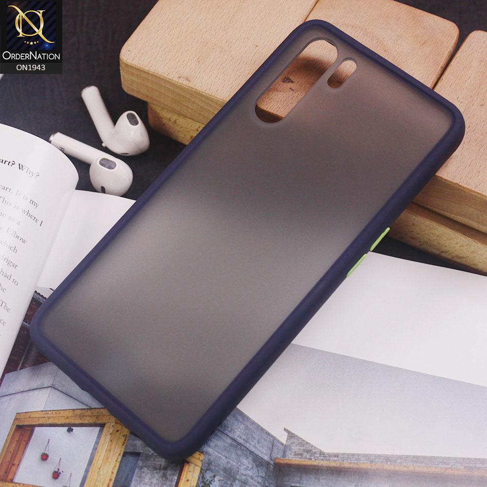 Oppo F15 Cover - Blue - Luxury Semi Tranparent Color Frame Matte Hard PC Protective Case