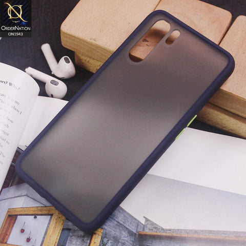 Oppo F15 Cover - Blue - Luxury Semi Tranparent Color Frame Matte Hard PC Protective Case