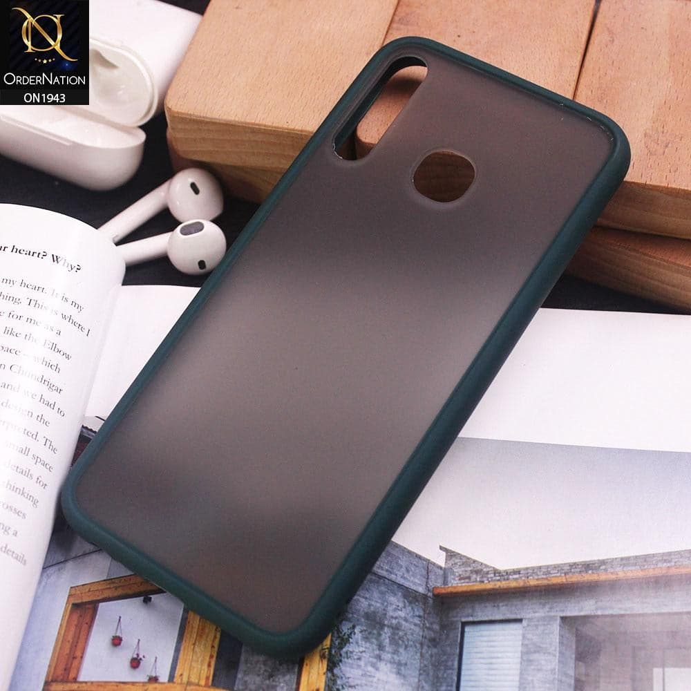 Infinix Hot 8 Cover - Dark Green - Soft Colorful Border Semi Transparent Back Shell Case
