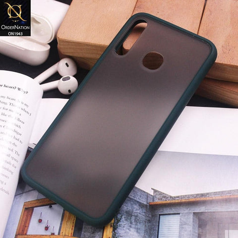 Infinix Hot 8 Cover - Dark Green - Soft Colorful Border Semi Transparent Back Shell Case