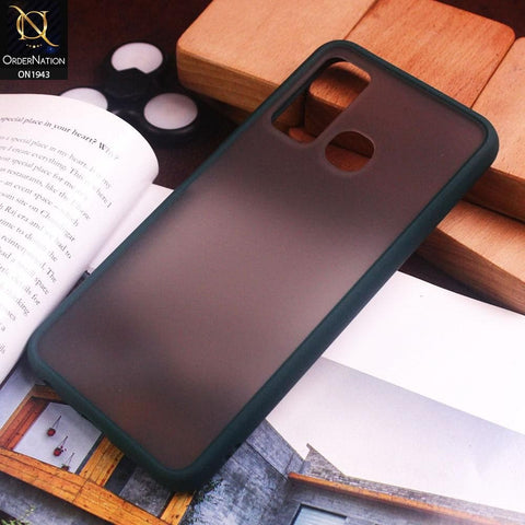 Tecno Camon 15 Cover - Dark Green - Soft Colorful Border Semi Transparent Back Shell Case