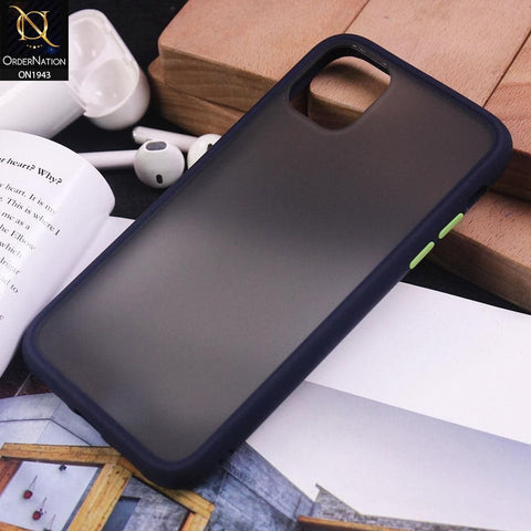 iPhone 12 Mini - Blue - Luxury Semi Tranparent Color Frame Matte Hard PC Protective Case