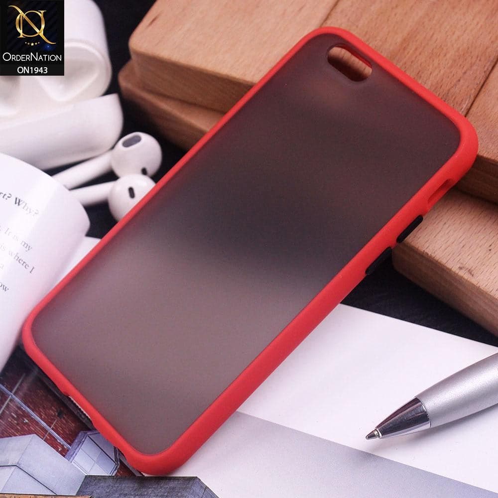 iPhone 6S / 6 Cover - Red - Luxury Semi Tranparent Color Frame Matte Hard PC Protective Case