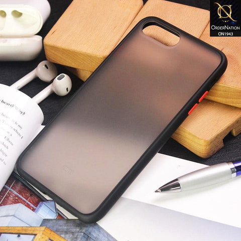 Luxury Semi Tranparent  Color Frame Matte Hard PC Protective Case For iPhone 8 Plus / 7 Plus - Black