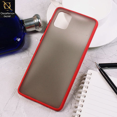Samsung M60S - Red - Luxury Semi Tranparent Color Frame Matte Hard PC Protective Case