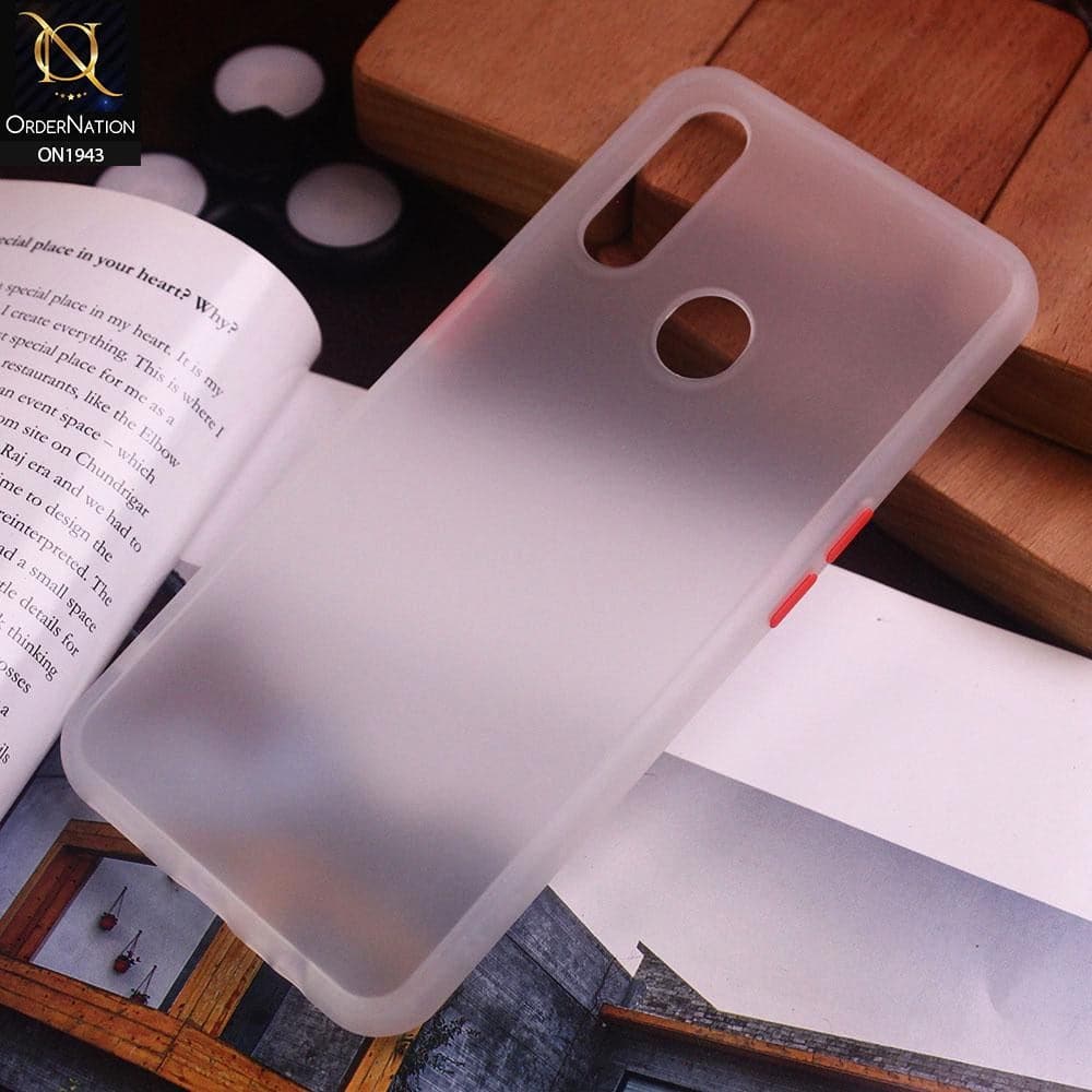 Oppo A31 Cover - White - Soft Colorful Border Semi Transparent Back Shell Case