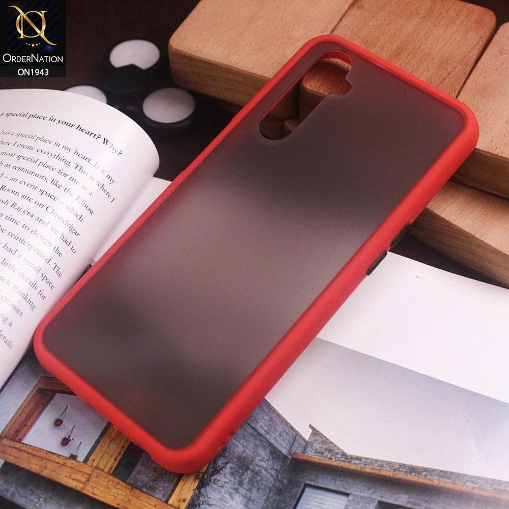 Realme 6 Pro Cover - Red - Soft Colorful Border Semi Transparent Back Shell Case