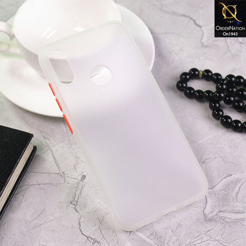 Xiaomi Redmi Note 7 Pro Cover - White - Luxury Semi Tranparent Color Frame Matte Hard PC Protective Case