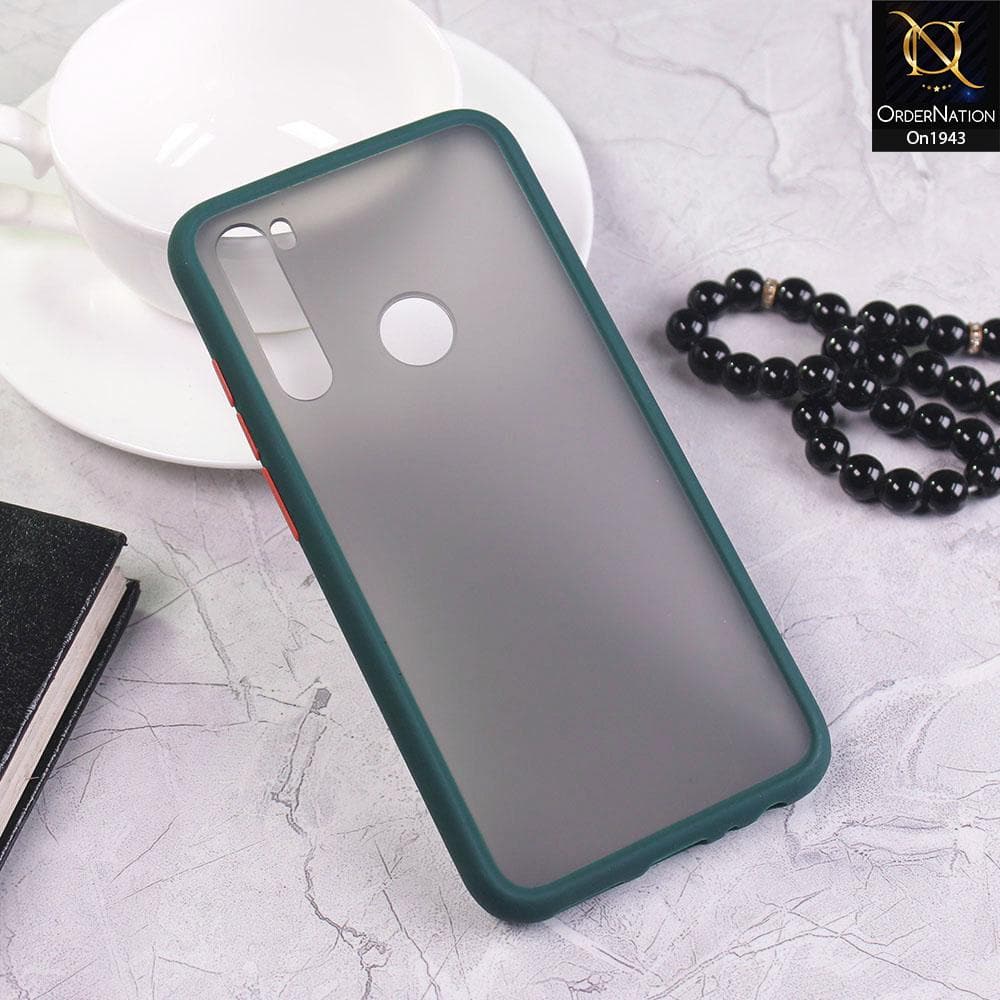 Xiaomi Redmi Note 8 2021 - Dark Green - V2 - Luxury Semi Tranparent Color Frame Matte Hard PC Protective Case