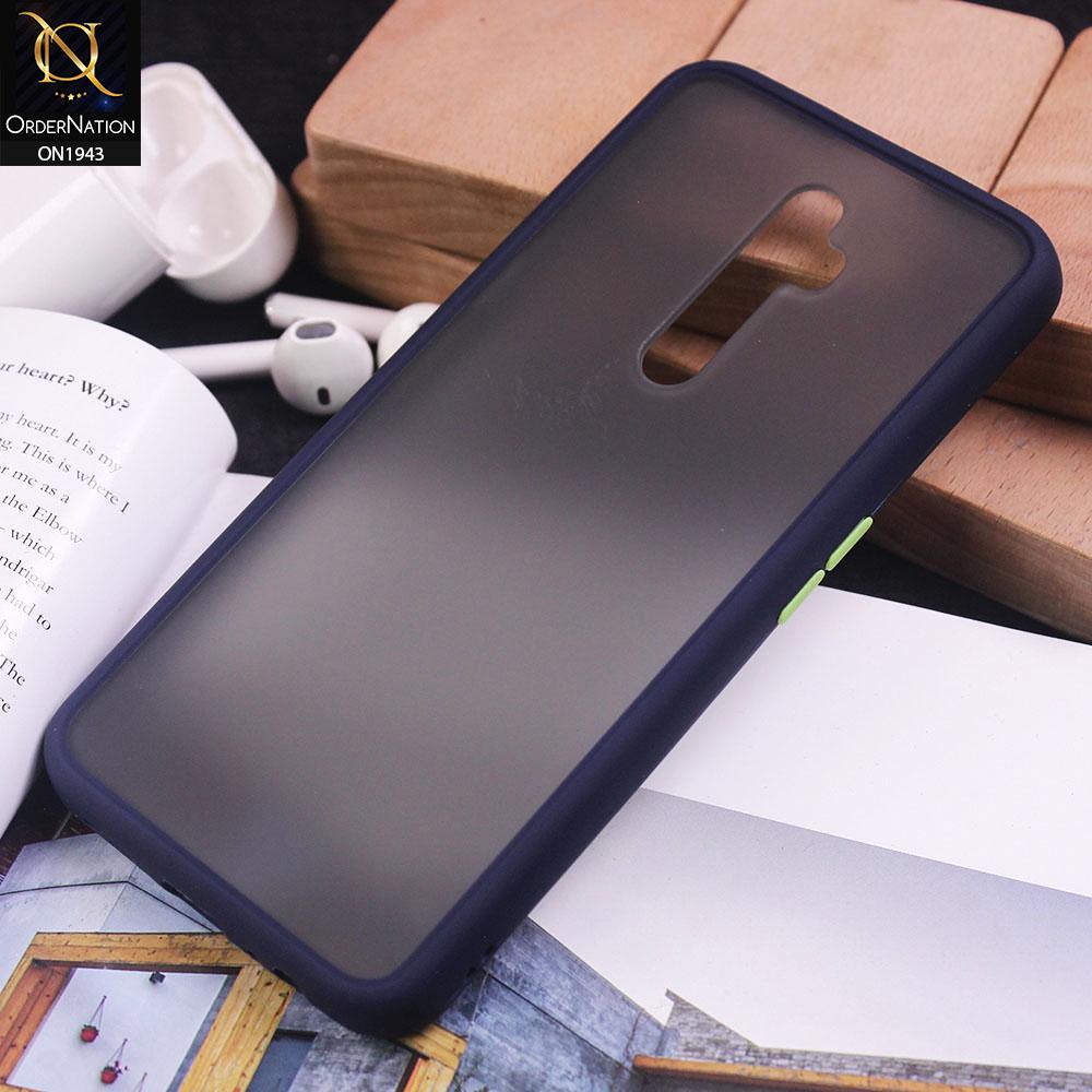Oppo Reno 2Z - Blue - Luxury Semi Tranparent Color Frame Matte Hard PC Protective Case