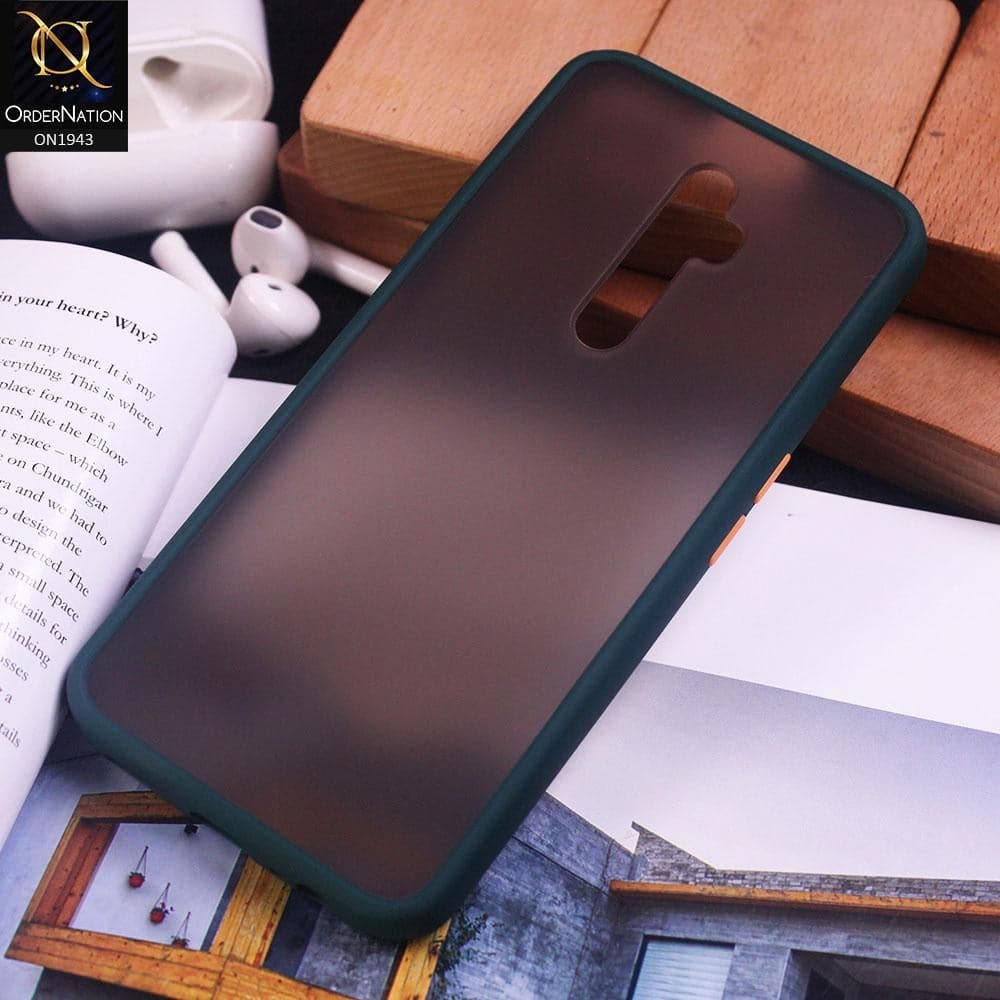 Luxury Semi Tranparent Color Frame Matte Hard PC Protective Case For Oppo Reno 2F - Dark Green