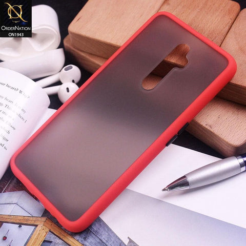 Oppo Reno 2Z Cover - Red - Luxury Semi Tranparent Color Frame Matte Hard PC Protective Case