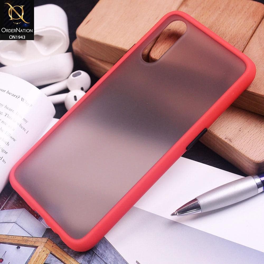 Vivo S1 Cover - Red - Luxury Semi Tranparent Color Frame Matte Hard PC Protective Case