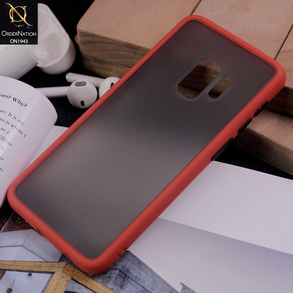 Samsung Galaxy S9 - Red - Luxury Semi Tranparent Color Frame Matte Hard PC Protective Case
