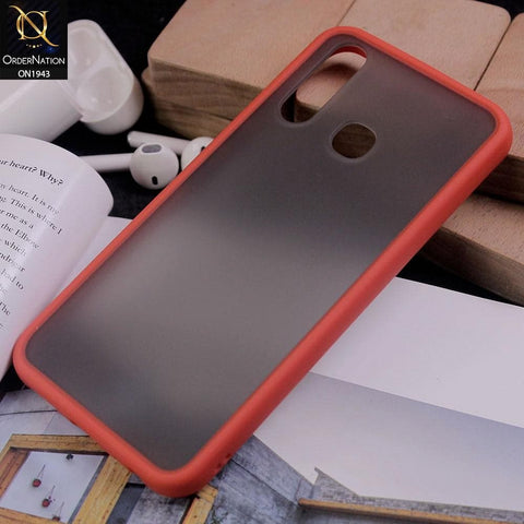 Vivo Y19 - Red - Luxury Semi Tranparent Color Frame Matte Hard PC Protective Case