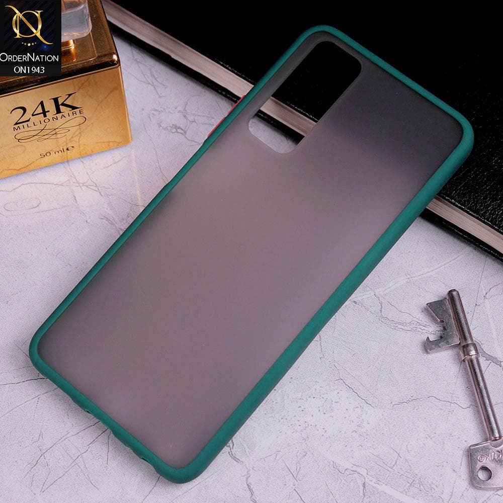 Vivo Y51s Cover - Green - Soft Colorful Border Semi Transparent Back Shell Case