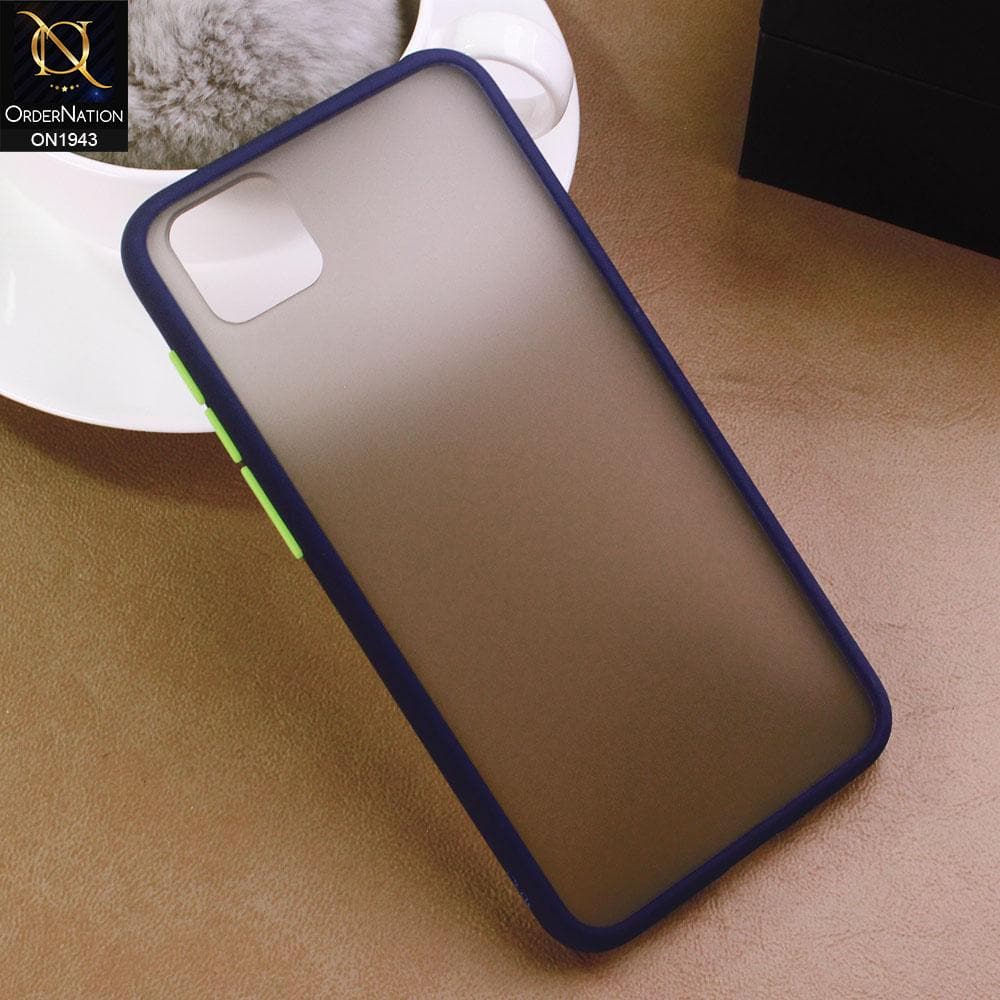 Huawei Y5p Cover - Blue - Luxury Semi Tranparent Color Frame Matte Hard PC Protective Case