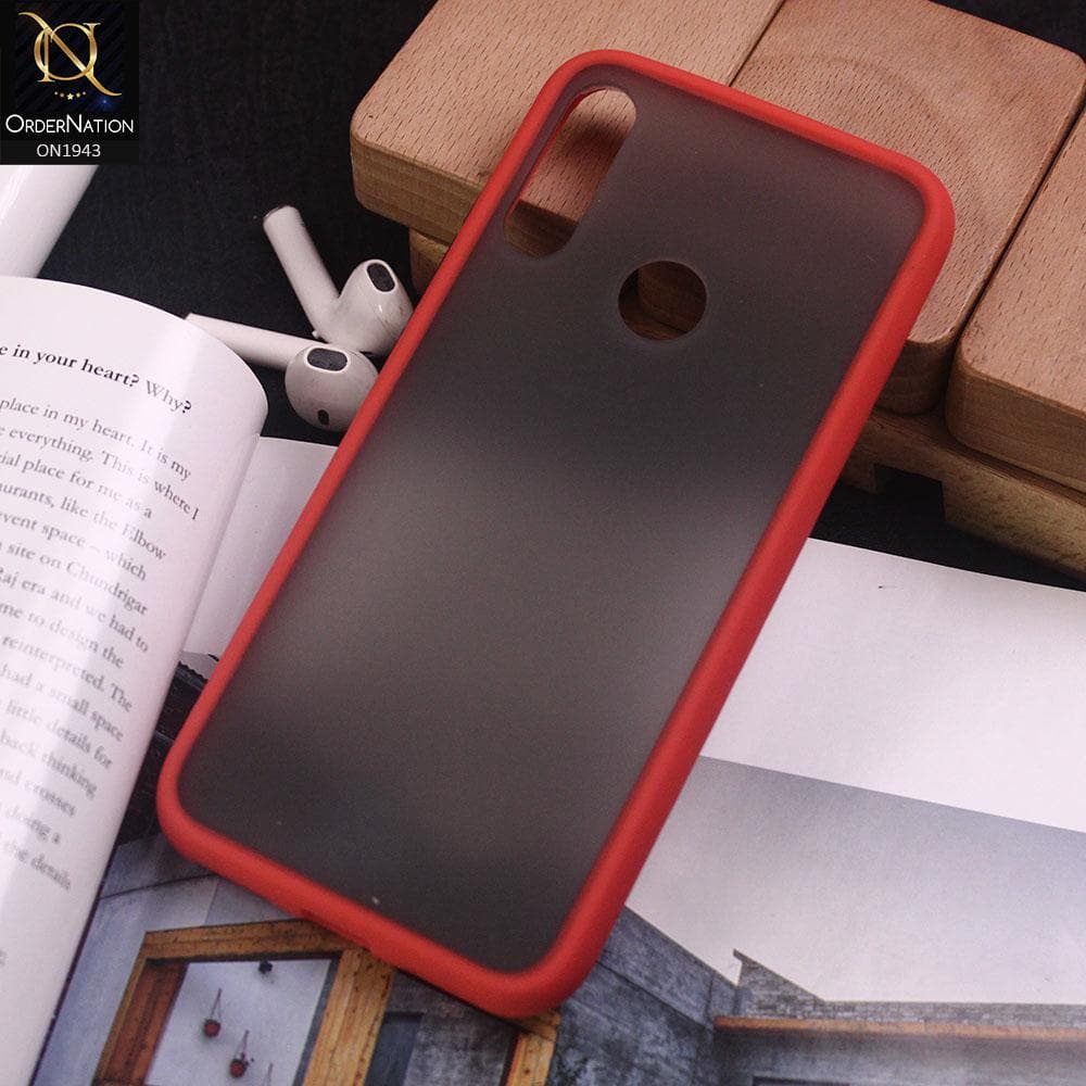 Huawei Y6s 2019Cover - Red - Luxury Semi Tranparent Color Frame Matte Hard PC Protective Case