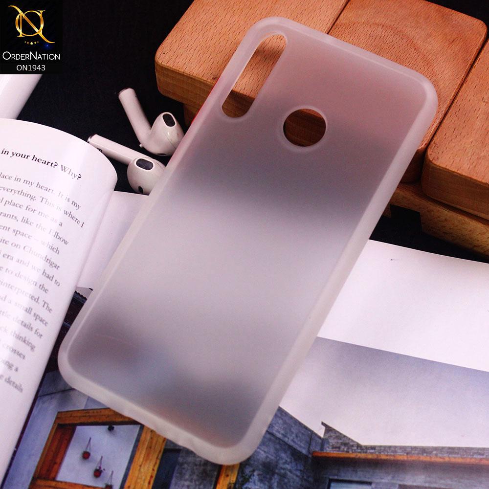 Huawei Y7P Cover - White - Luxury Semi Tranparent Color Frame Matte Hard PC Protective Case