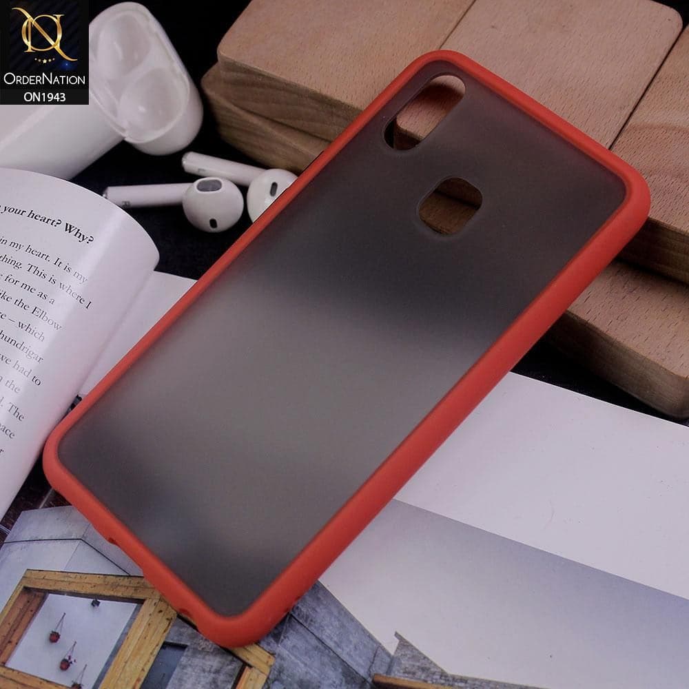 Vivo Y93 - Red - Luxury Semi Tranparent Color Frame Matte Hard PC Protective Case