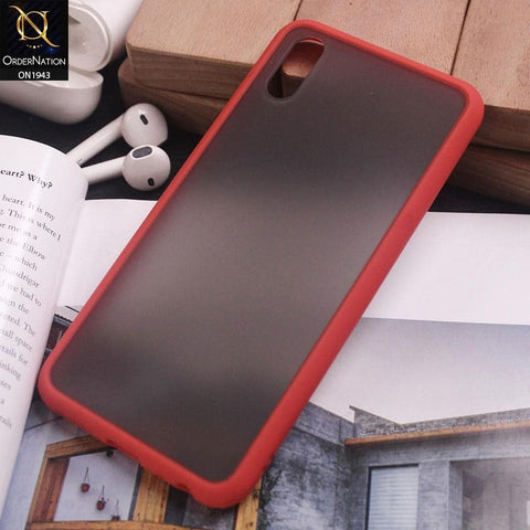 Vivo Y91C Cover - Red - Soft Colorful Border Semi Transparent Back Shell Case