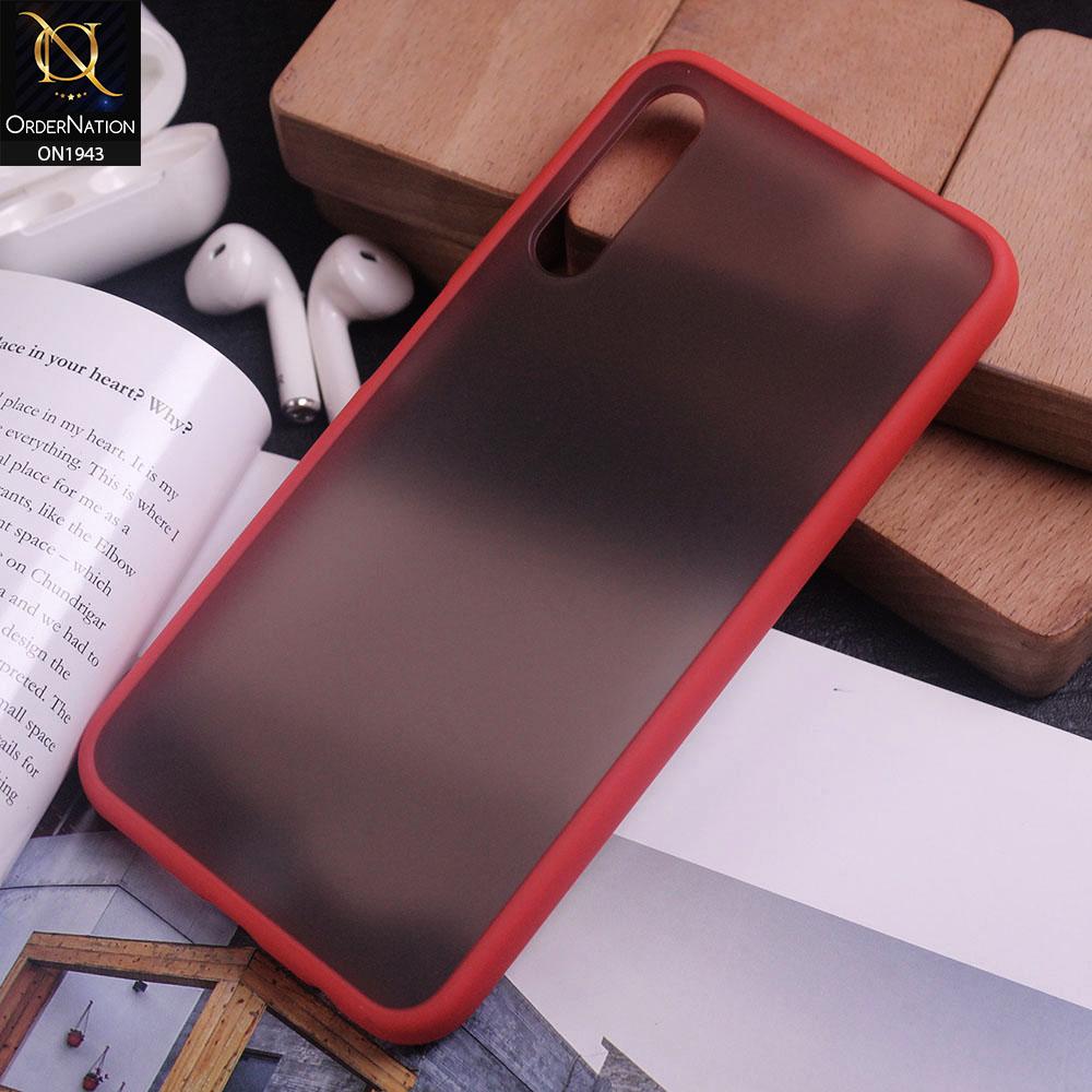 Luxury Semi Tranparent  Color Frame Matte Hard PC Protective Case Huawei Y9s - Red