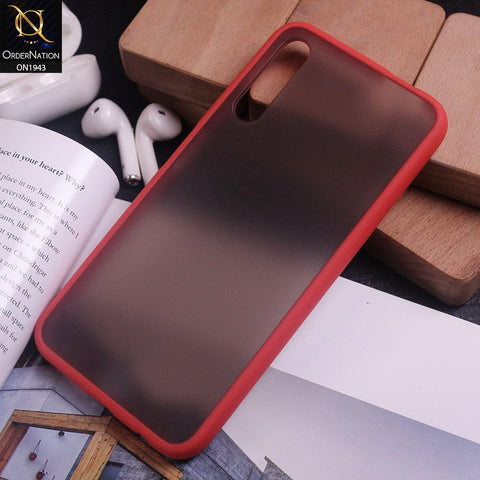 Luxury Semi Tranparent  Color Frame Matte Hard PC Protective Case Huawei Y9s - Red