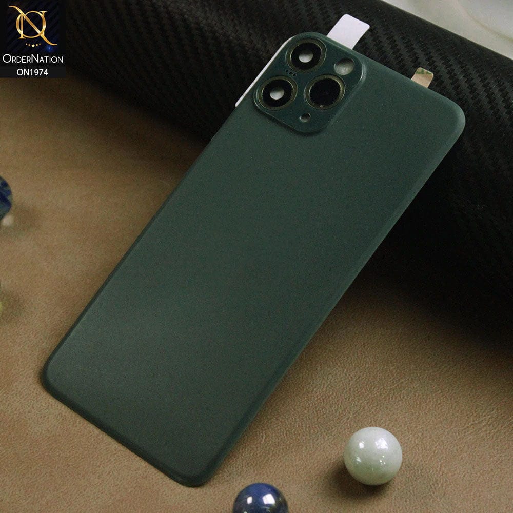 iPhone XS Max Convert to iPhone 11 Pro Protector - Pine Green - New Face Lift Matte Back Glass Protector