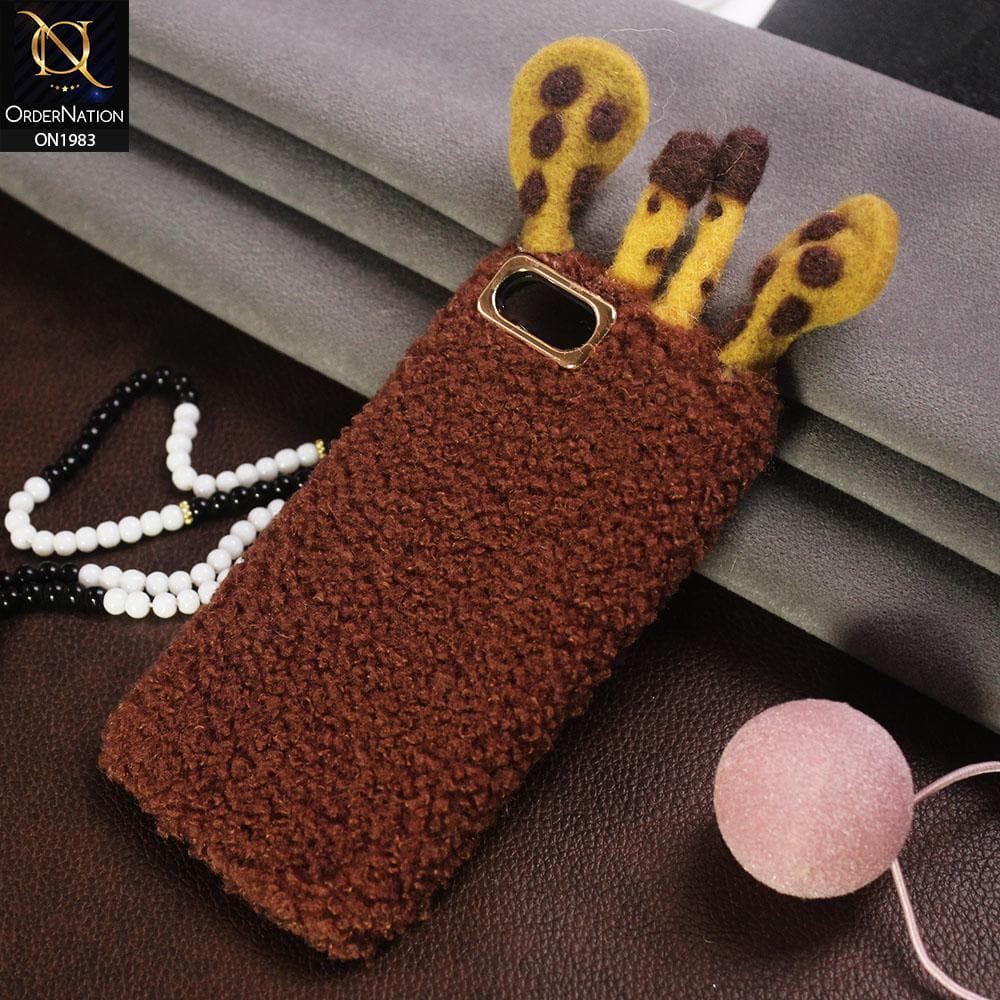 Girlish Cute Summer Winter Giraffe Plush Fur Case For iPhone 8 / 7 - Brown